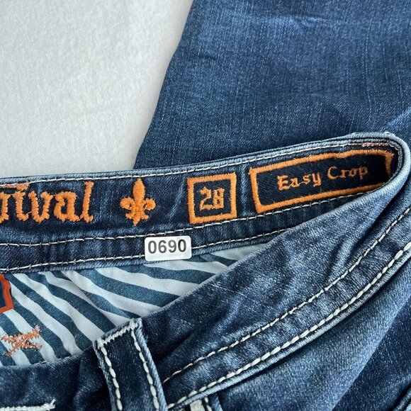 Rock Revival Sukara Easy Crop Jeans Med-Wash Denim Embroidered‎ Pockets Women 28 - Picture 9 of 16